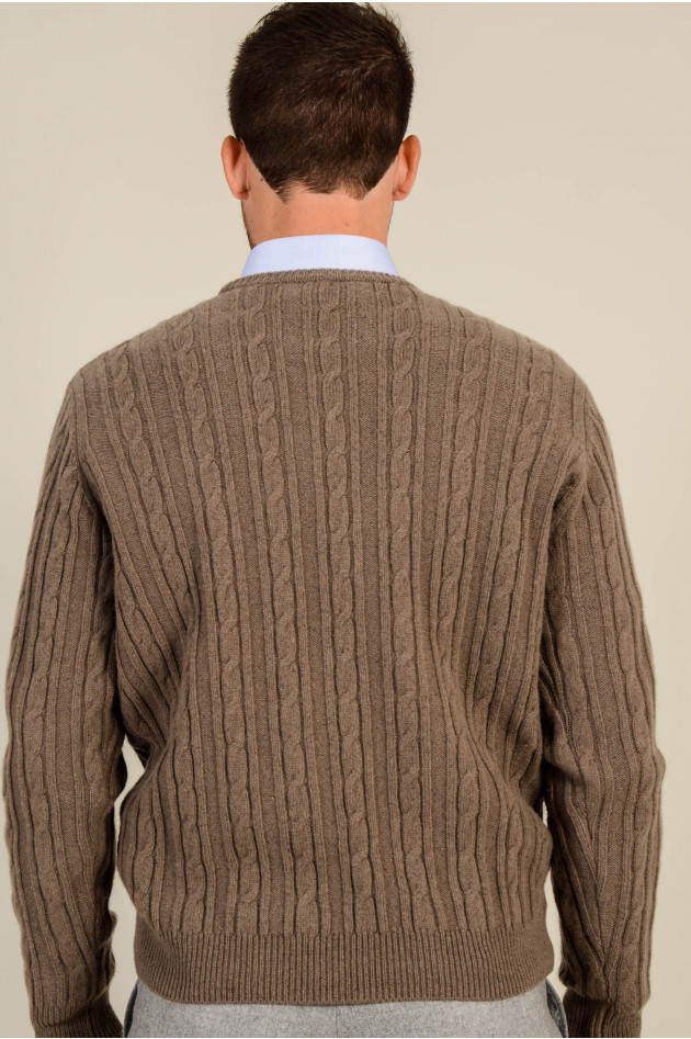 Hackett London Zopfstrick Pullover in Taupe