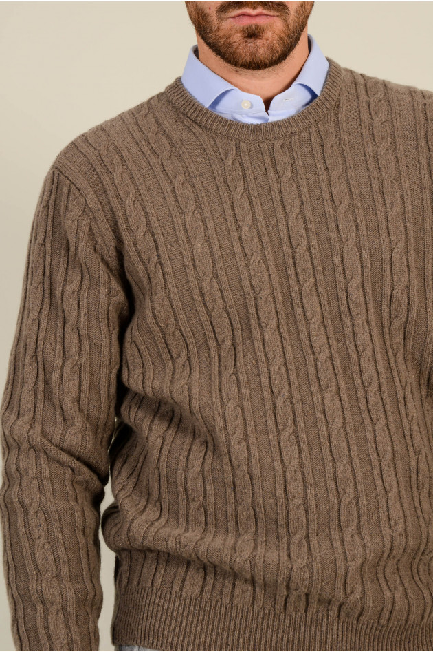Hackett London Zopfstrick Pullover in Taupe