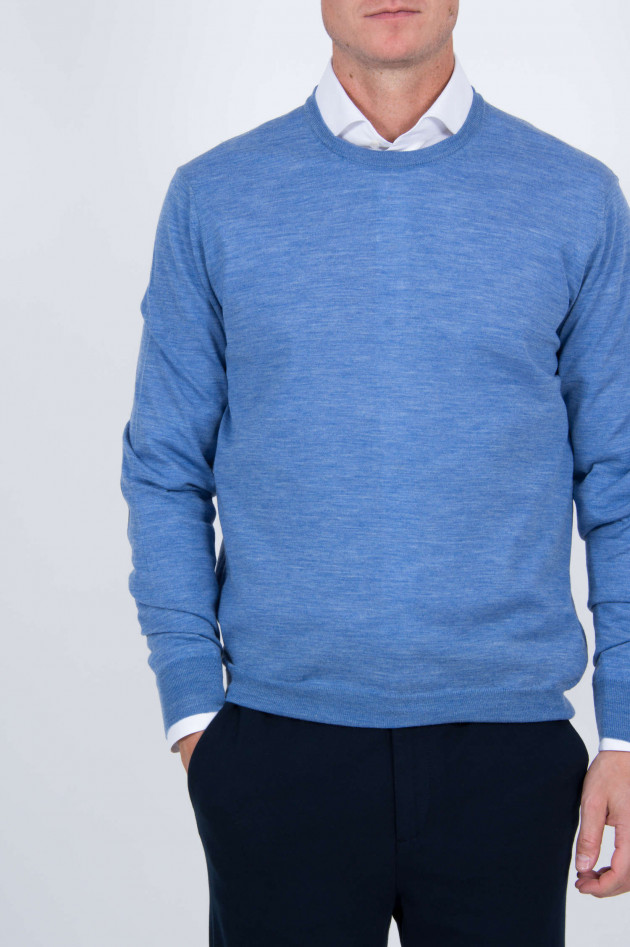 Hackett London Pullover mit Lederpatches in Blau