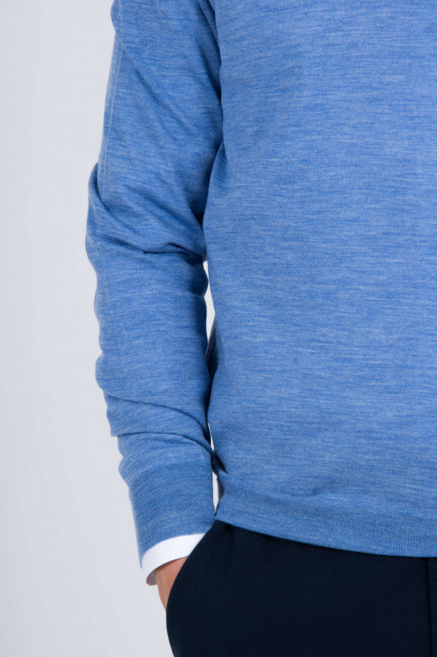 Hackett London Pullover mit Lederpatches in Blau