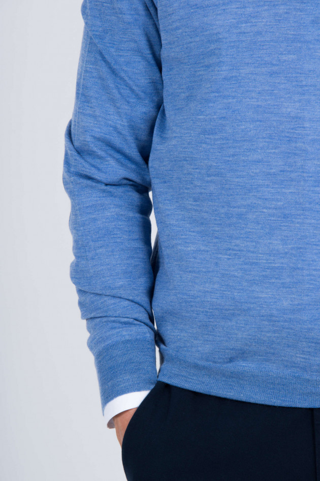Hackett London Pullover mit Lederpatches in Blau