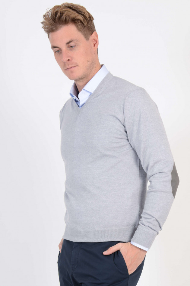 Hackett London V-Pullover in Hellgrau