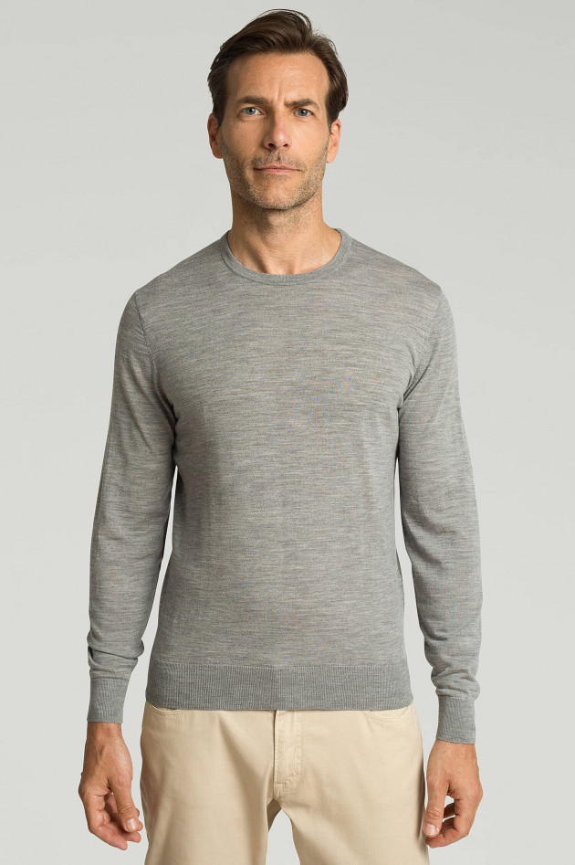 Hackett London Feinstrickpullover mit Ellbogen-Patch in Grau