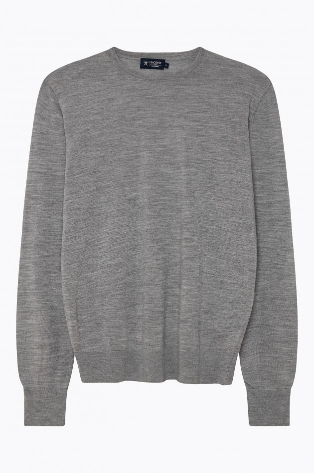 Hackett London Feinstrickpullover mit Ellbogen-Patch in Grau