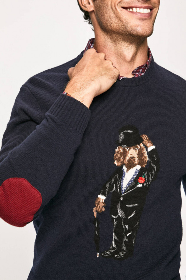 Hackett London Pullover mit Print in Navy