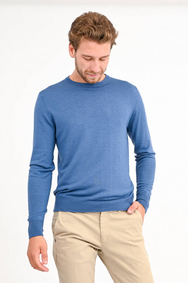 Hackett London Longsleeve aus Woll-Seiden-Mix in Taubenblau