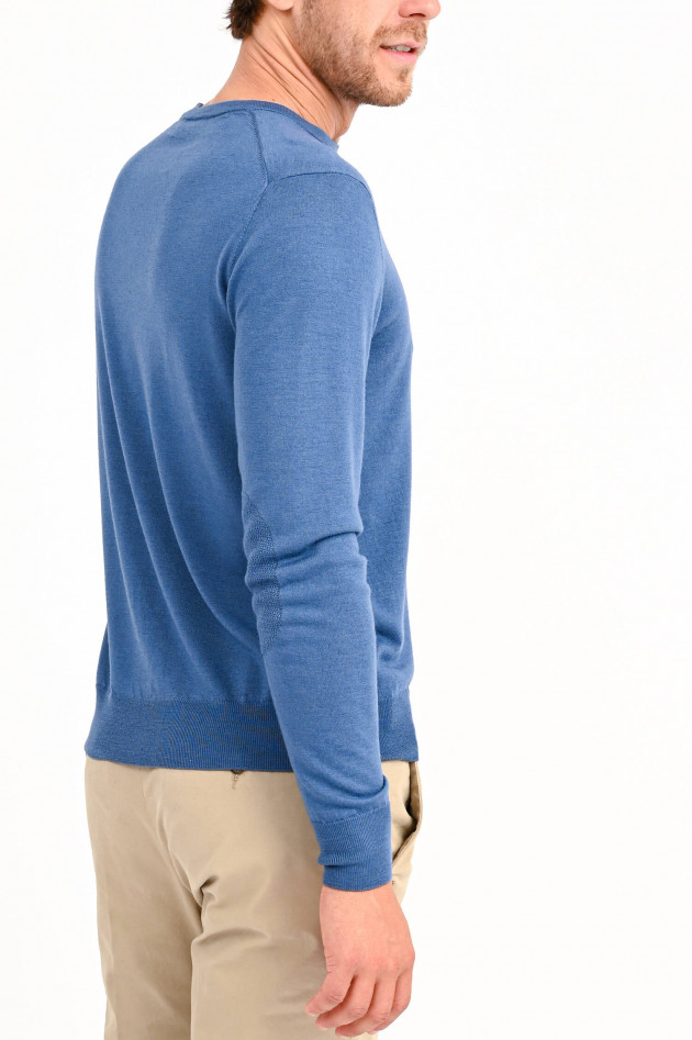 Hackett London Longsleeve aus Woll-Seiden-Mix in Taubenblau