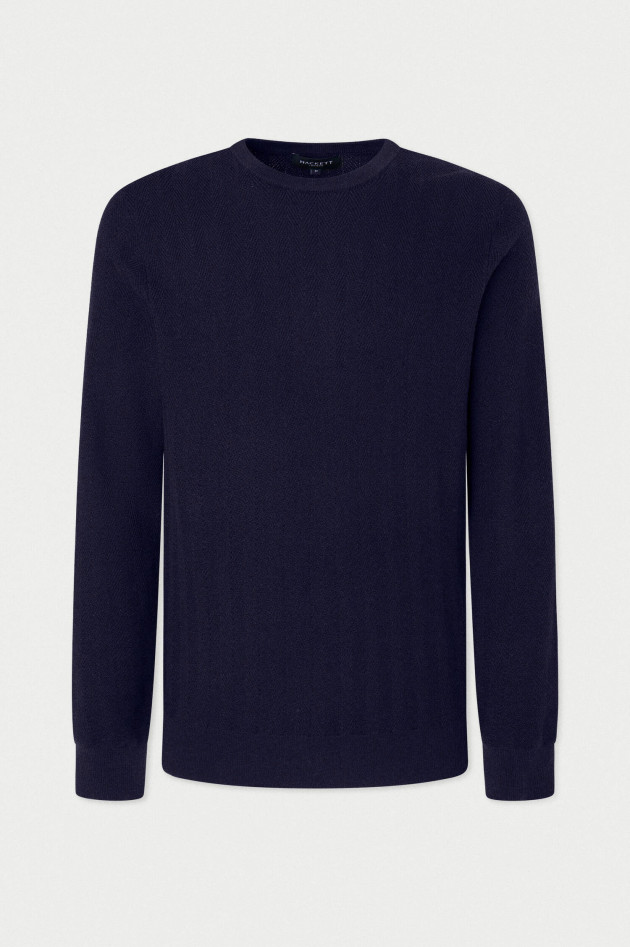 Hackett London Wollpullover mit Fischgräten Muster in Navy