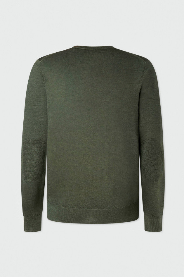Hackett London Pullover aus Merinowolle und Seide in Dunkelgrün