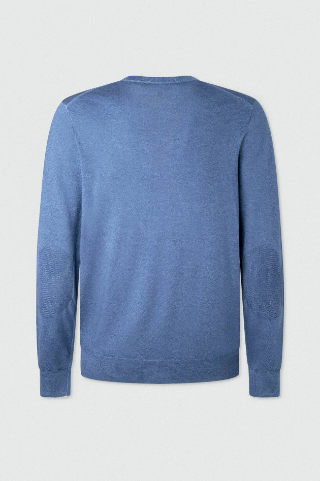 Hackett London Pullover aus Merino und Seide in Mittelblau