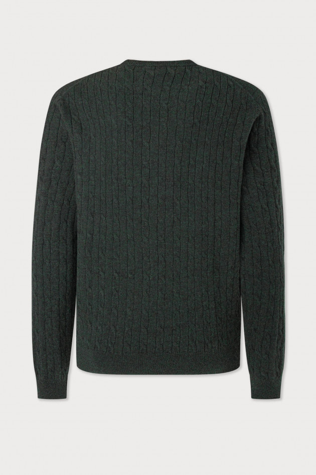 Hackett London Zopfstrick Pullover in Dunkelgrün