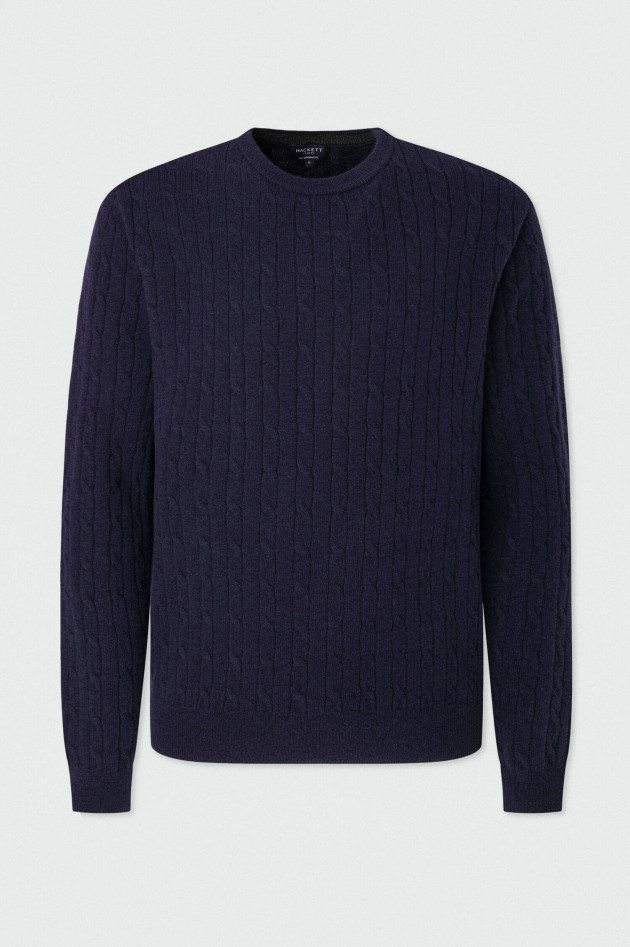 Hackett London Zopfstrick Pullover in Navy