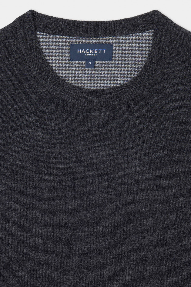Hackett London Wollmix Pullover mit Patches in Anthrazit
