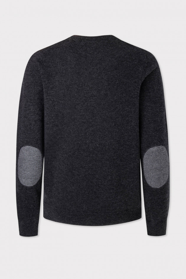 Hackett London Wollmix Pullover mit Patches in Anthrazit
