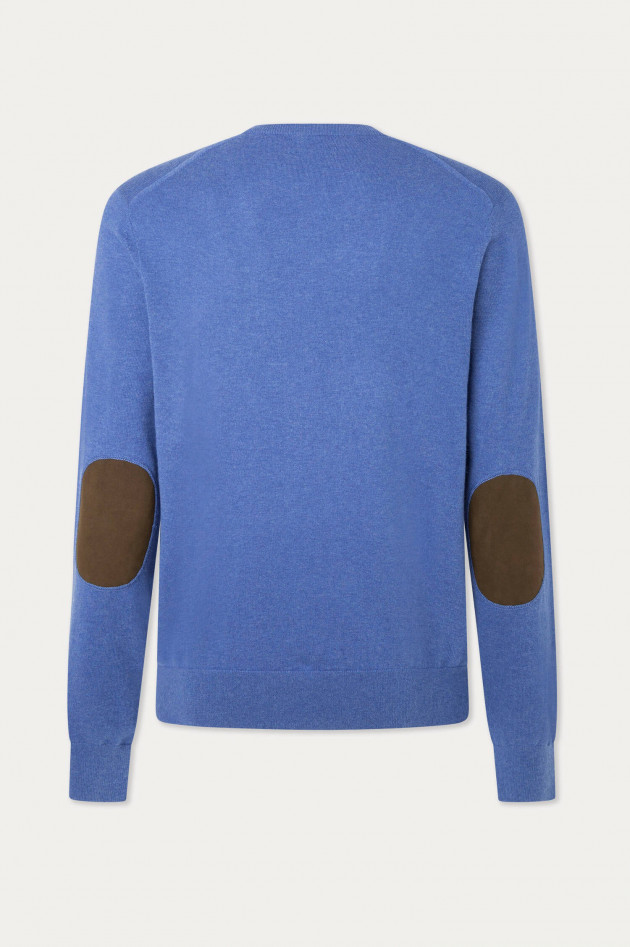 Hackett London Pullover aus Baumwolle und Kaschmir in Mittelblau