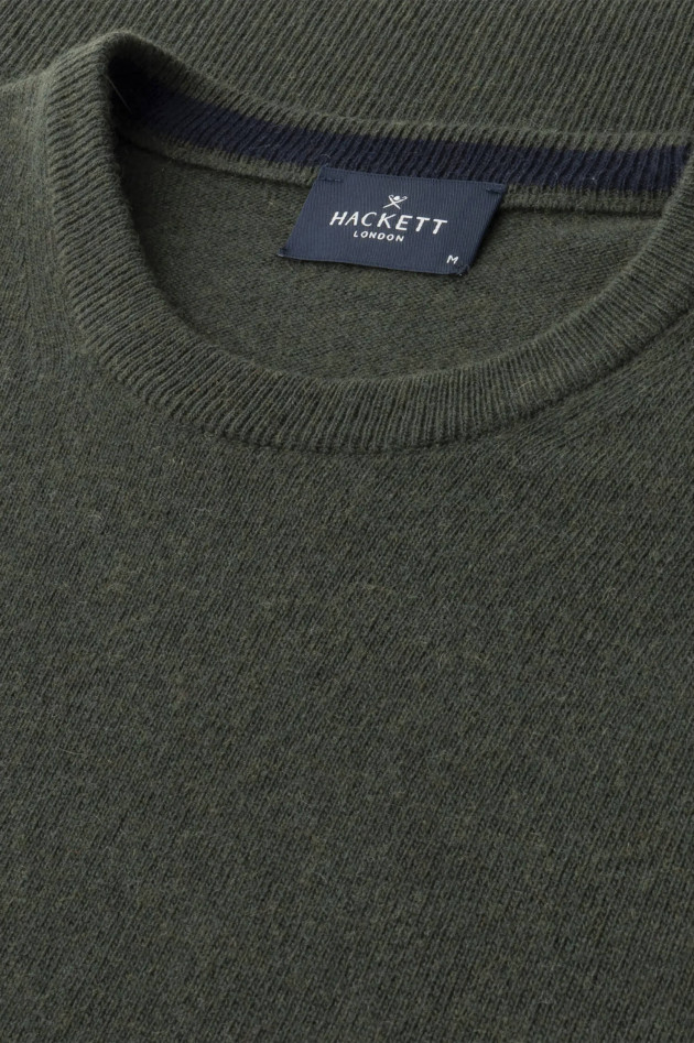 Hackett London V-Neck Strickpullover aus Woll-Mix in Dunkelgrün
