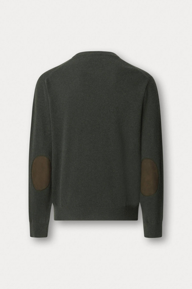 Hackett London V-Neck Strickpullover aus Woll-Mix in Dunkelgrün