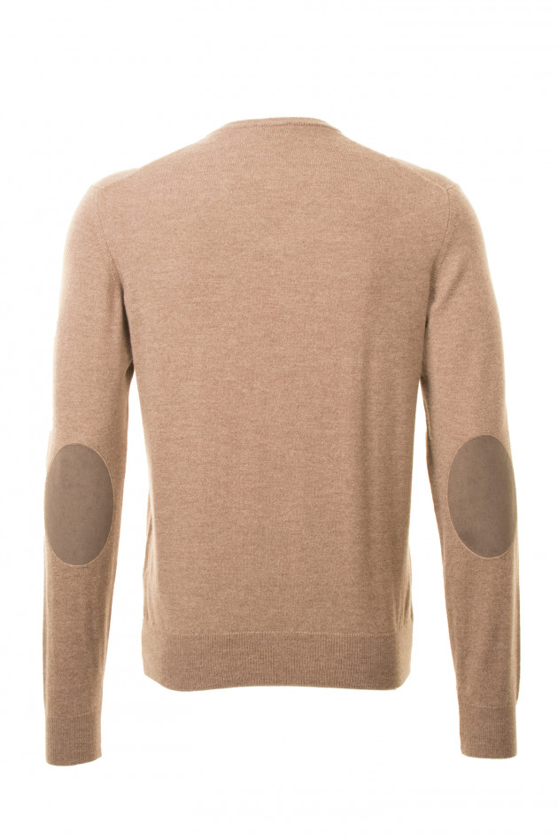 Hackett London Pullover mit Lederpatches in Taupe