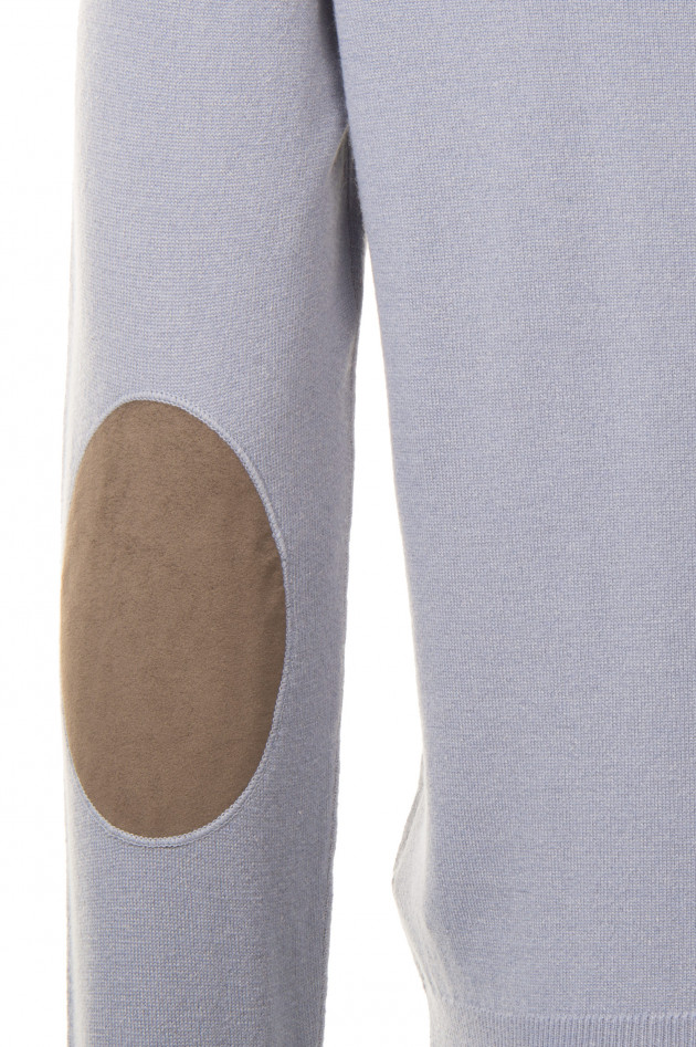 Hackett London Pullover mit Lederpatches in Hellblau