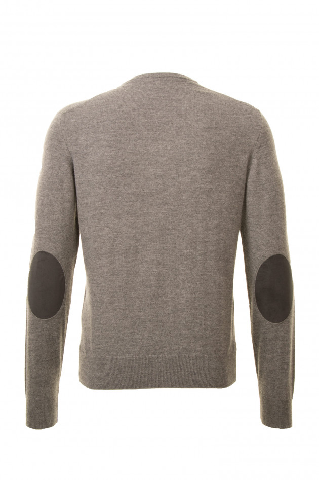 Hackett London Pullover mit Lederpatches in Grau