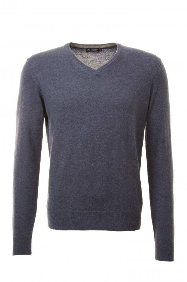 Hackett London Pullover mit Lederpatches in Blau