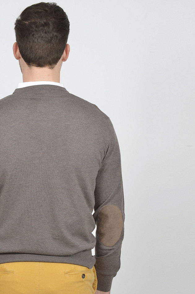 Hackett London Pullover mit Patches in Braun