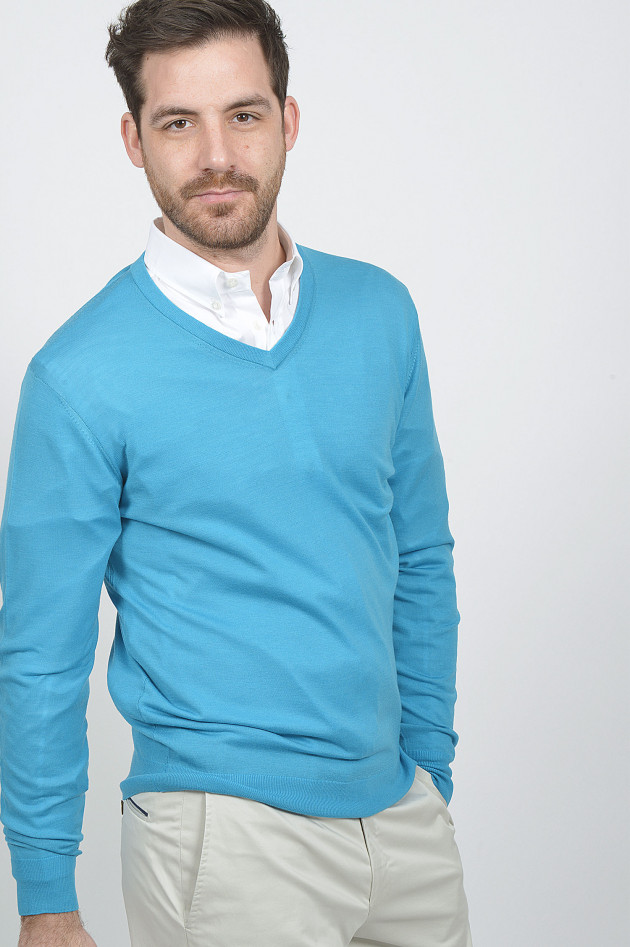 Hackett London Pullover mit Patches in Blau