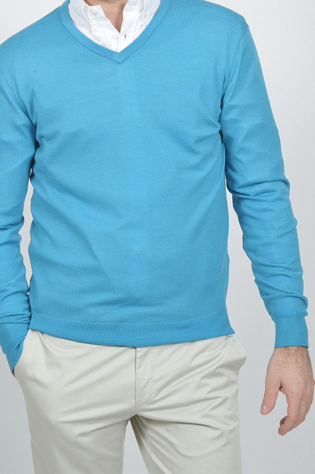 Hackett London Pullover mit Patches in Blau