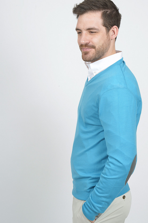 Hackett London Pullover mit Patches in Blau