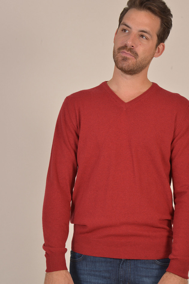 Hackett London Pullover mit Lederpatches in Rot