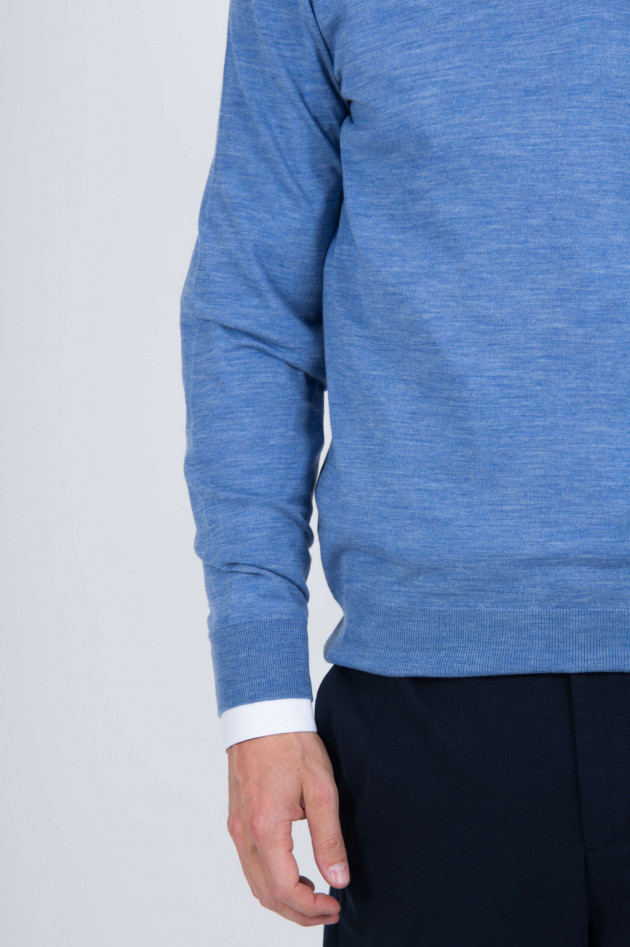 Hackett London V-Pullover mit Lederpatches in Blau