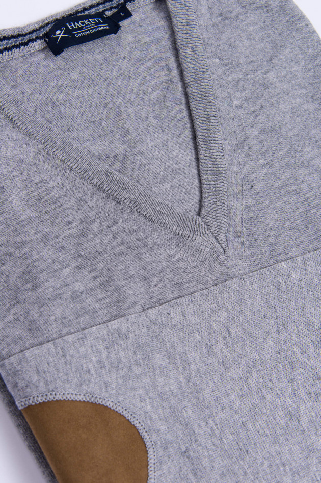 Hackett London Pullover mit V-Ausschnitt in Grau meliert