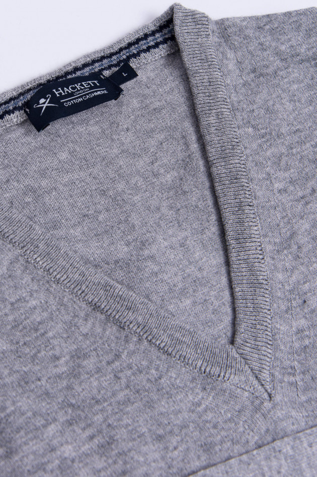 Hackett London Pullover mit V-Ausschnitt in Grau meliert