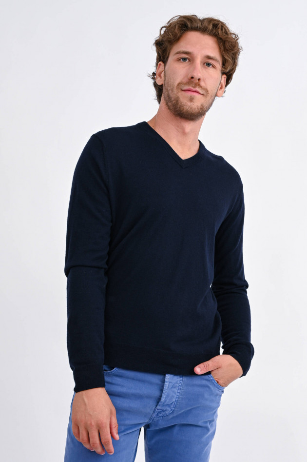 Hackett London Feinstrickpullover aus Woll-Kaschmir-Mix in Navy