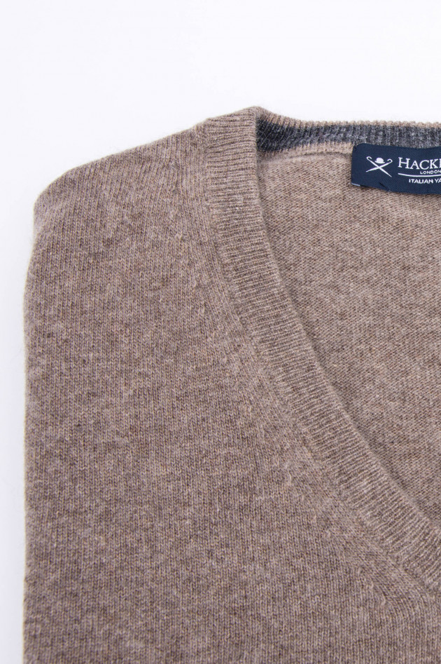 Hackett London Pullover mit V-Ausschnitt in Taupe