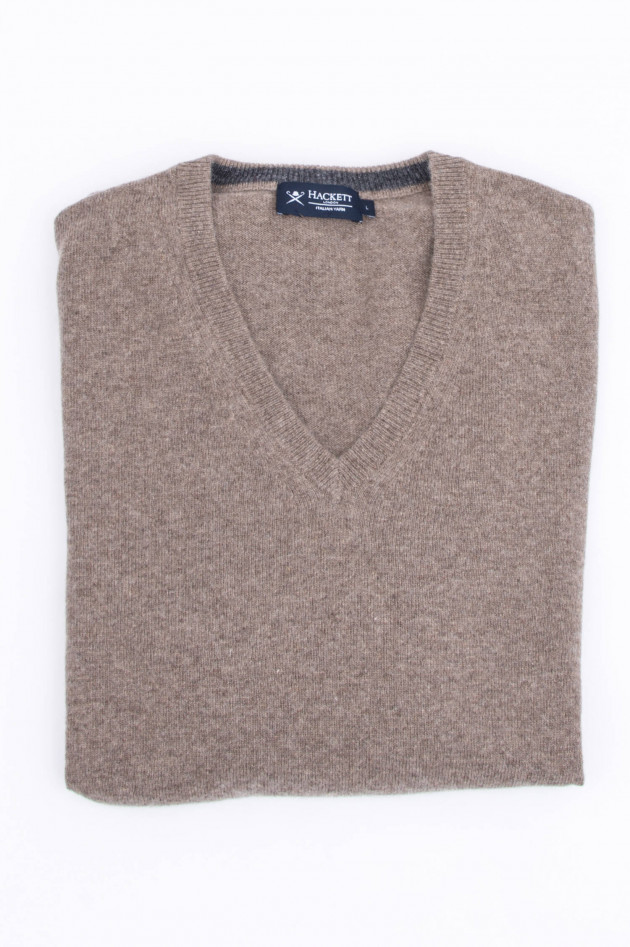 Hackett London Pullover mit V-Ausschnitt in Taupe