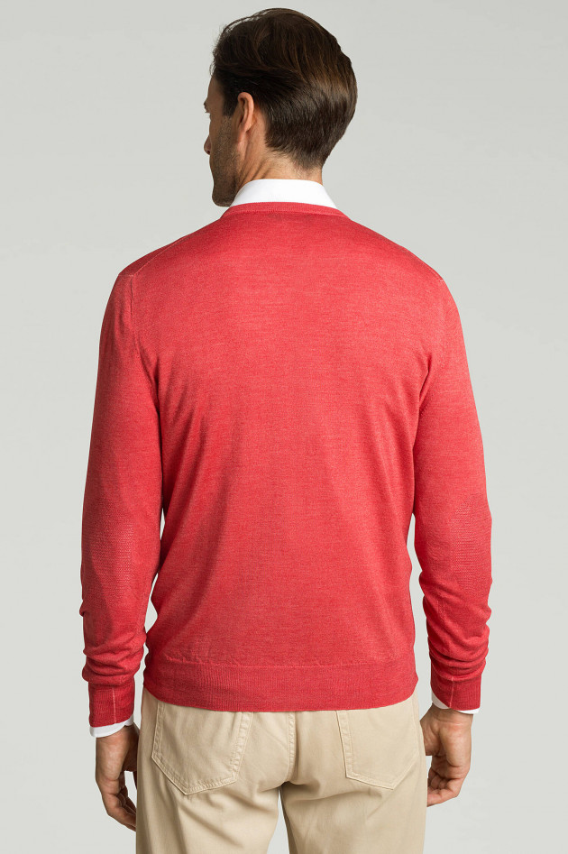 Hackett London Feinstrickpullover aus Merino-Seiden-Mix in Rot