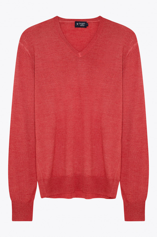 Hackett London Feinstrickpullover aus Merino-Seiden-Mix in Rot