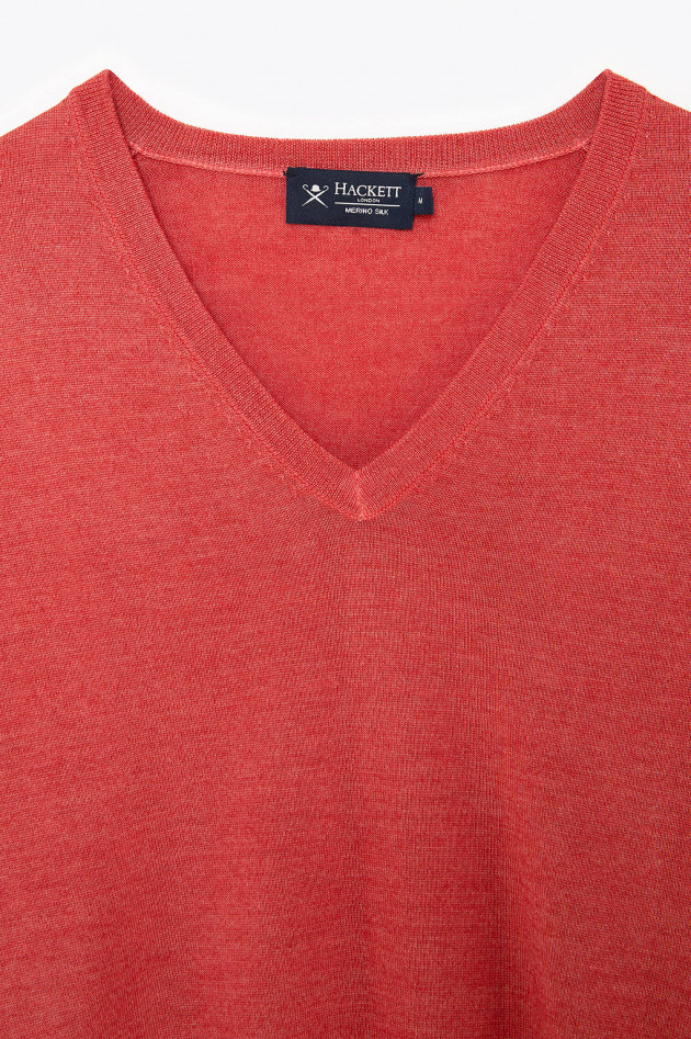 Hackett London Feinstrickpullover aus Merino-Seiden-Mix in Rot