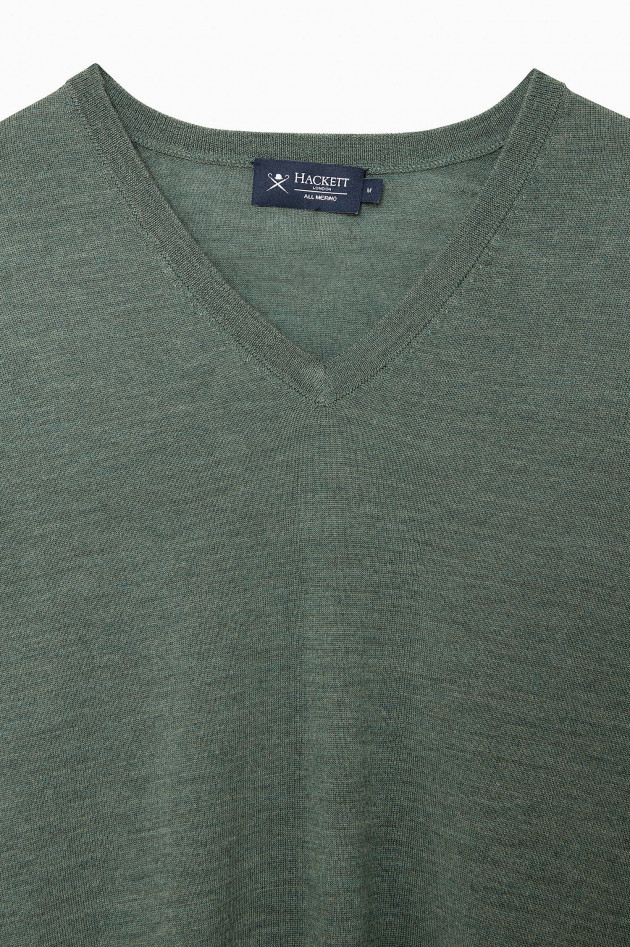 Hackett London Feinstrickpullover mit Ellbogen-Patch in Tanne