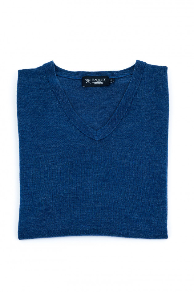 Hackett London Pullover aus Merino-Seiden-Mix in Blau