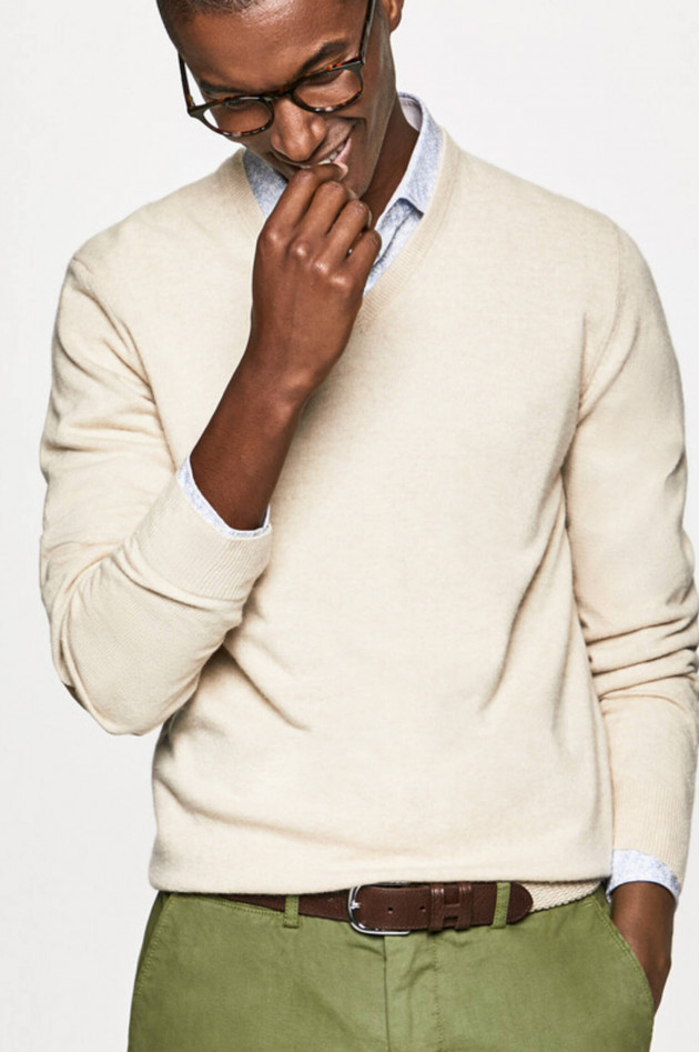 Hackett London Pullover mit V-Neck in Natur