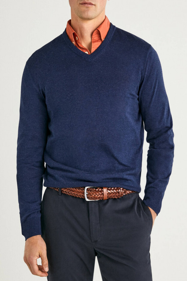 Hackett London Strickpullover mit Kaschmir-Anteil in Jeansblau