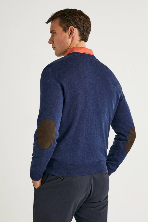 Hackett London Strickpullover mit Kaschmir-Anteil in Jeansblau