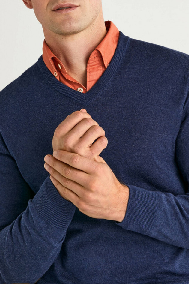 Hackett London Strickpullover mit Kaschmir-Anteil in Jeansblau