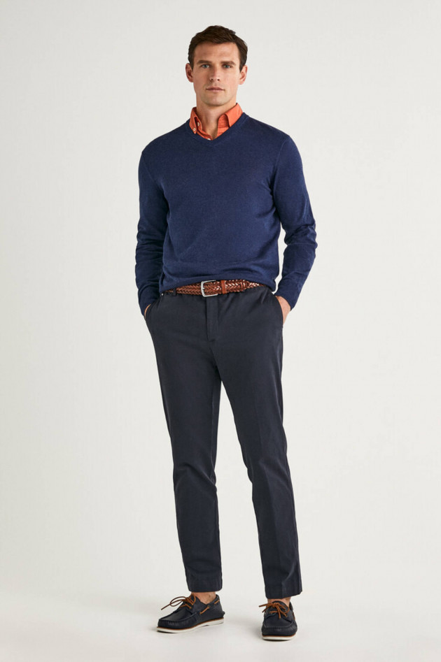 Hackett London Strickpullover mit Kaschmir-Anteil in Jeansblau