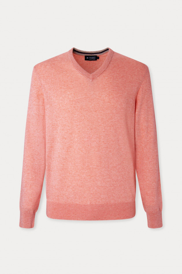 Hackett London Strickpullover mit Kaschmir-Anteil in Korallrot