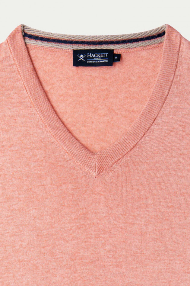 Hackett London Strickpullover mit Kaschmir-Anteil in Korallrot