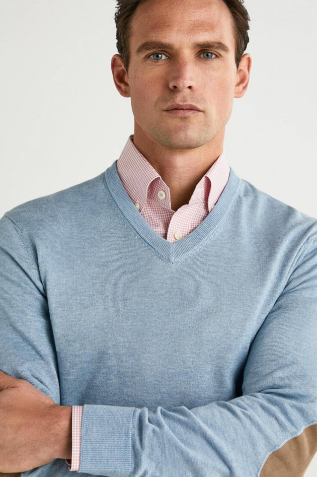 Hackett London Strickpullover mit Kaschmir-Anteil in Hellblau