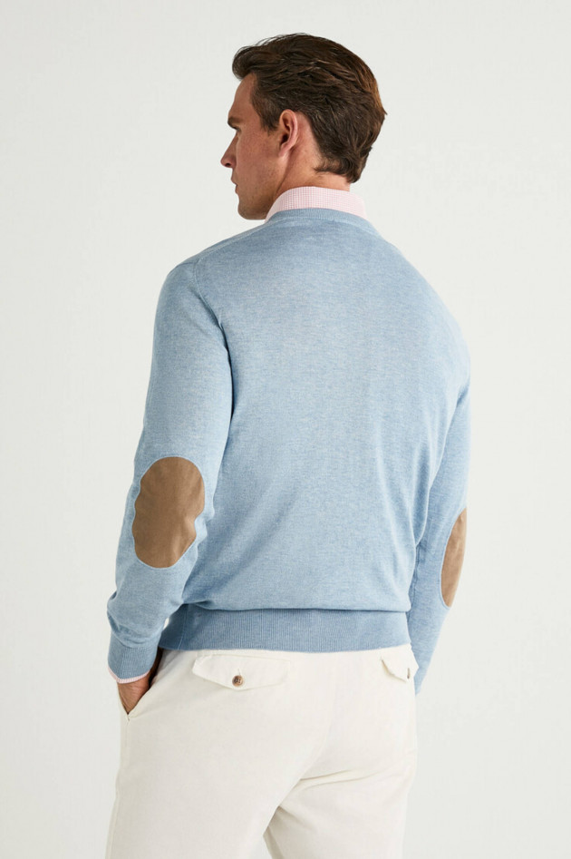 Hackett London Strickpullover mit Kaschmir-Anteil in Hellblau
